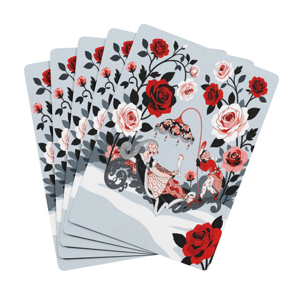 🌹🎭 The Lady Of The Enchanted Rose Garden Playing Cards – Art Deco Floral Fantasy