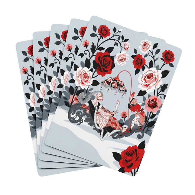 🌹🎭 The Lady Of The Enchanted Rose Garden Playing Cards – Art Deco Floral Fantasy