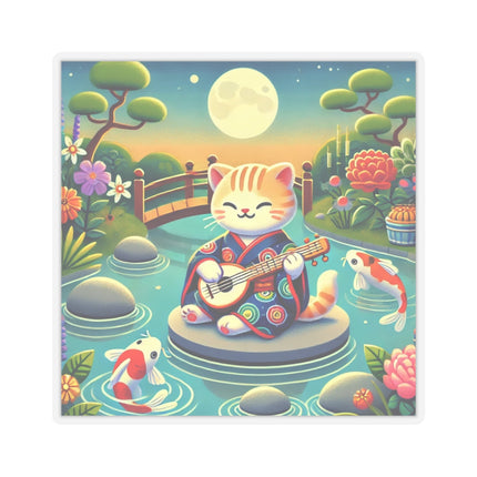 Melodic Kitten by the Koi Pond Kiss-Cut Stickers (4 Sizes)