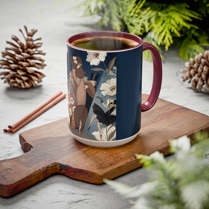 🌸✨ The Midnight Magnolia Masquerade Colorful Mug – Art Deco Nocturne