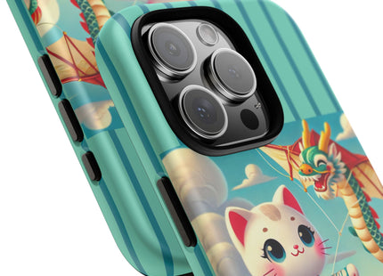 Geisha Kitten and the Dragon Kite Phone Cases