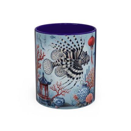 Lionfish & Lantern Colorful Mug – Mystical Ocean & Asian Harmony