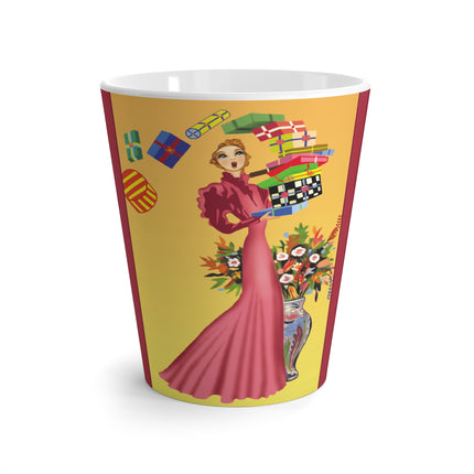 Elegant Holiday Woman with Gifts Latte Mug