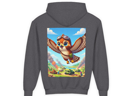 Red-Tailed Hawk in Battle Youth Heavy Blend Hooded Sweatshirt