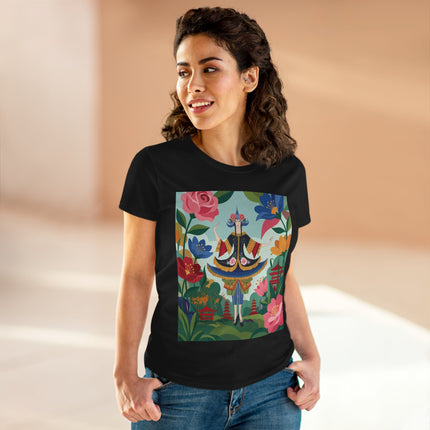 🌸🏯 The Pagoda Garden Enchantress Cotton Tee – Colorful Art Deco Fashion Fantasy