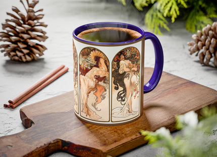 The Seasons by Alphonse Maria Mucha Colorful Mugs (11oz, 15oz)