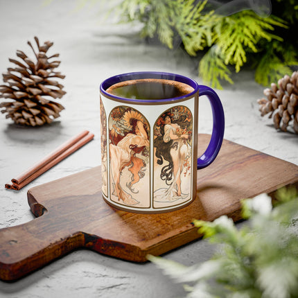 The Seasons by Alphonse Maria Mucha Colorful Mugs (11oz, 15oz)