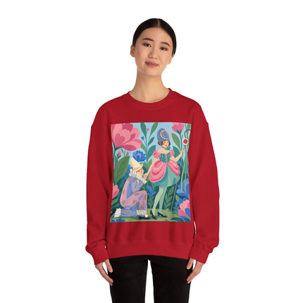 🌸🎭 The Garden Masquerade Crewneck Sweatshirt – Art Deco Floral Whimsy