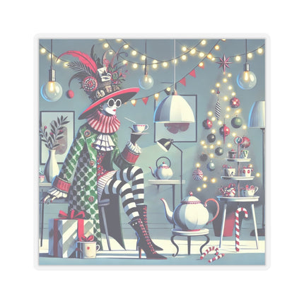 Whimsical Christmas Tea Party Kiss-Cut Stickers (4 Sizes)