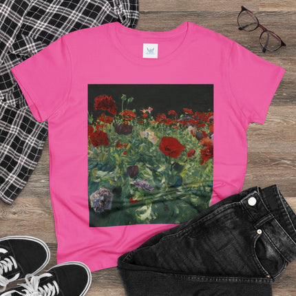 Poppies (A Study of Poppies for Carnation, Lily, Lily, Rose) by John Singer Sargent Women's Midweight Cotton Tee