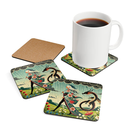 The Dragon Fairy’s Stride Corkwood Coaster Set