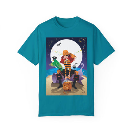 Moonlit Pirate Halloween Unisex Garment-Dyed T-shirt