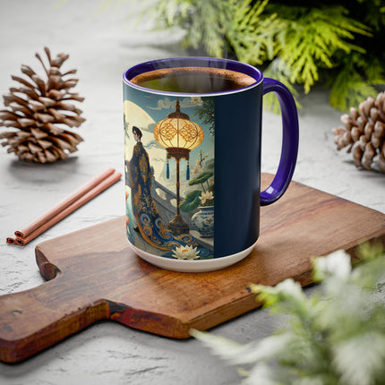 Moonlit Bridge Gentleman Colorful Mug – Imperial Serenity & Moonlit Harmony