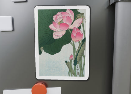 Blooming Lotus Flowers by Ohara Koson Die-Cut Magnets (5 Sizes)