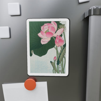 Blooming Lotus Flowers by Ohara Koson Die-Cut Magnets (5 Sizes)