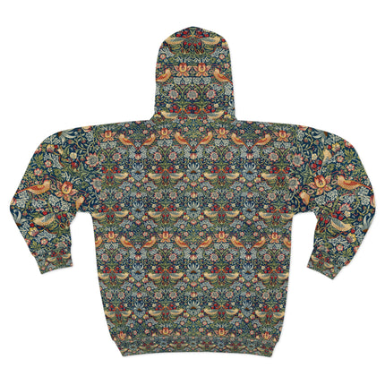 Strawberry Thief by William Morris Zip Hoodie (AOP)