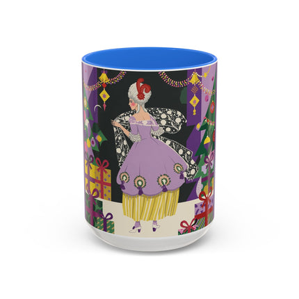 🎁✨ The Lavender Christmas Masquerade Colorful Mug – Art Deco Holiday Fantasy