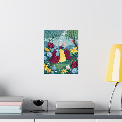 🌺👑 The Lady Of The Grand Flower Garden Matte Vertical Poster – Art Deco Floral Elegance