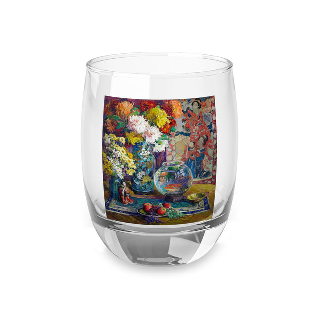 Fish, Fruits, and Flowers by Kathryn E. Cherry Whiskey Glass