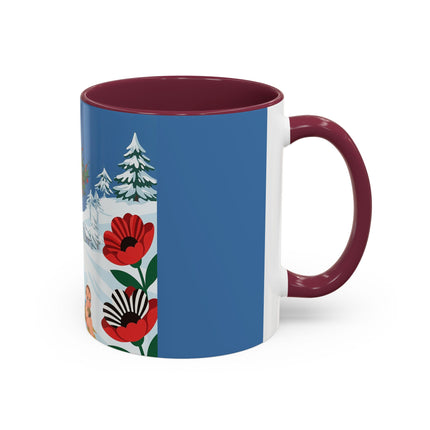 🎿🎄 The Christmas Holly Skier Colorful Mug – Whimsical Holiday Fantasy