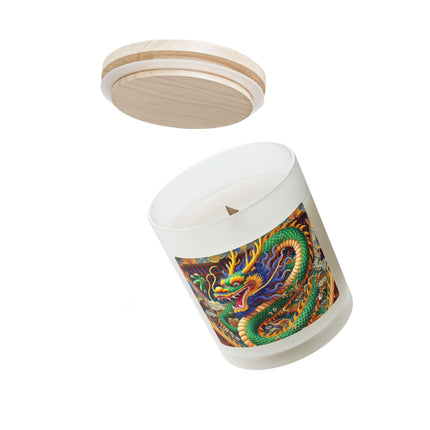 Tibetan Dragon Above Kabuki Stage Frosted Candle
