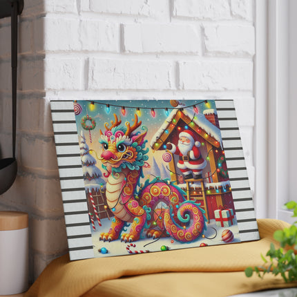 Playful Dragon's Christmas Glass Cutting Board