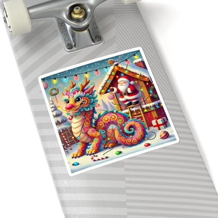 Playful Dragon's Christmas Kiss-Cut Stickers (4 Sizes)
