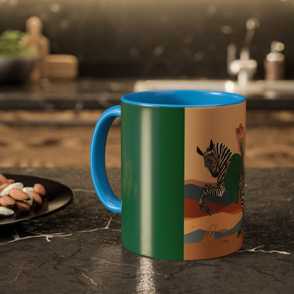 Zebra Rider Colorful Mugs – Safari Chic & Art Deco Adventure