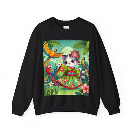 Parrot Dance of the Geisha Kitten Heavy Blend™ Crewneck Sweatshirt