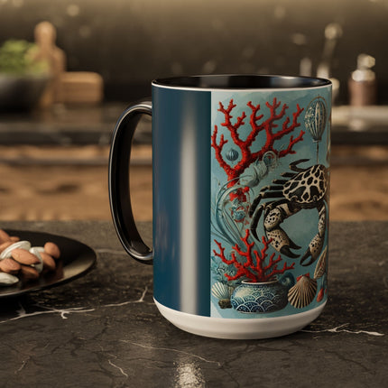 Spotted Crab & Pagoda Colorful Mug – Mystical Ocean & Asian Harmony