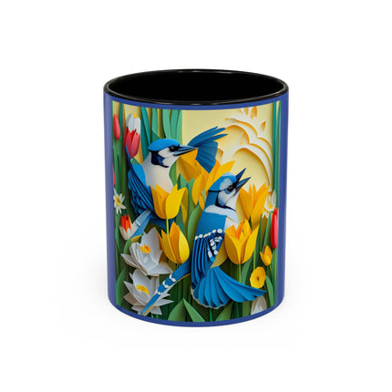 Blue Jays in a Spring Garden Colorful Mugs (11oz, 15oz)