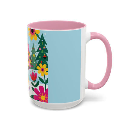 🌸🎄 Christmas In The Winter Garden Colorful Mug – Whimsical Holiday Fantasy