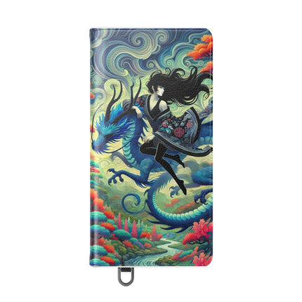 Mystic Guardian of the Sky Flip Case – Warrior Fairy & Turquoise Dragon