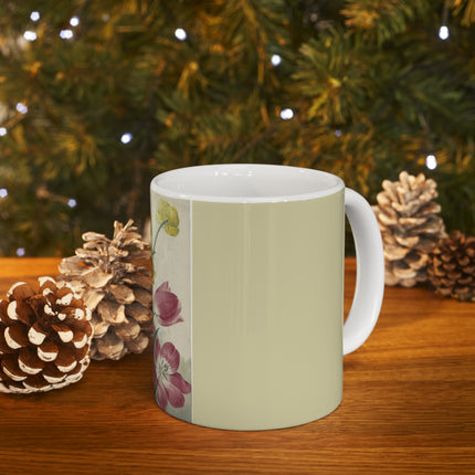 Bouquet of Tulips, Violets, Grape Hyacinths, and Marsh Marigolds by Willem van Leen Ceramic Mug 11oz