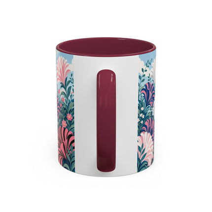 🌸🦋 The Enchanted Pink Blossom Retreat Colorful Mug – Art Deco Floral Whimsy