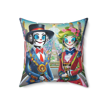Cyber Punk Robots Spun Polyester Square Pillow
