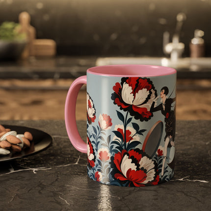 ❤️🌺 The Scarlet Blossom Dancer Colorful Mug – Art Deco Fashion Whimsy