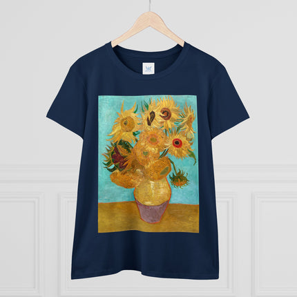 Vase with Twelve Sunflowers by Vincent van Gogh Women's Midweight Cotton Tee