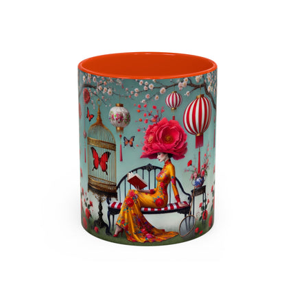 Reading in a Painted Garden Colorful Mugs (11oz, 15oz)