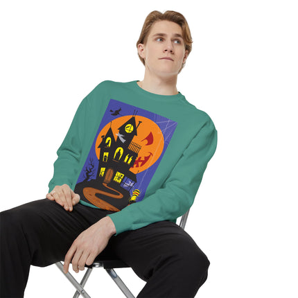 Halloween Night at the Haunted House Unisex Garment-Dyed Sweatshirt