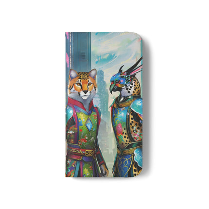 🐆🦜 Cybernetic Duets Flip Case – Neon Elegance & Digital Harmony