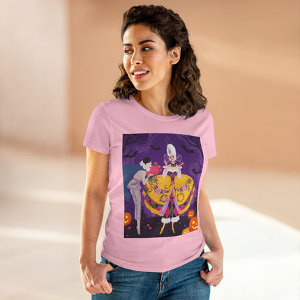 🎭🌹 The Harlequin Rose Masquerade Cotton Tee – Theatrical Halloween Romance