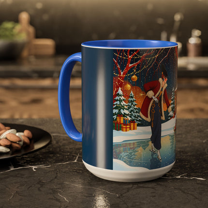⛸️🎄 The Christmas Skating Pavilion Colorful Mug – Art Deco Holiday Fantasy