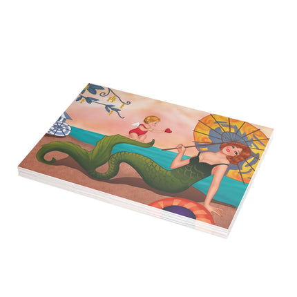 Mermaid with Parasol and Cupid by George Barbier Postcard Bundles (envelopes included)