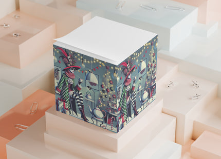 Whimsical Christmas Tea Party Note Cube