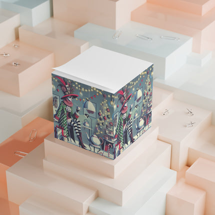Whimsical Christmas Tea Party Note Cube
