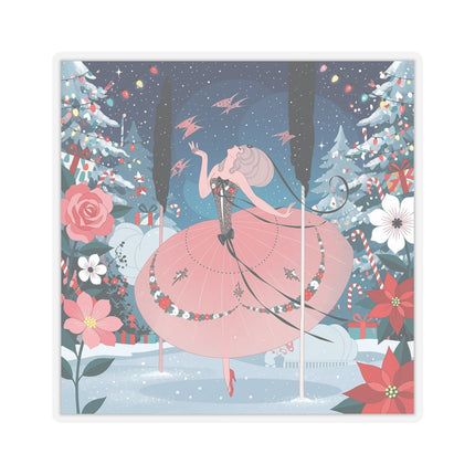 🎠❄️ The Christmas Carousel Dream Kiss-Cut Sticker – Art Deco Holiday Fantasy