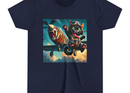 Parachuting Cat Commando Youth Short Sleeve Tee