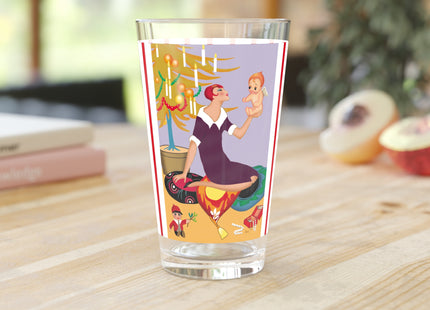 Art Deco Christmas Glass, 16oz