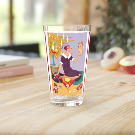 Art Deco Christmas Glass, 16oz